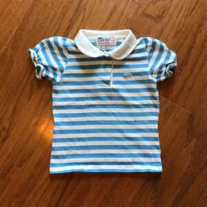 Vintage IZOD blue white stripe girls rugby shirt-5